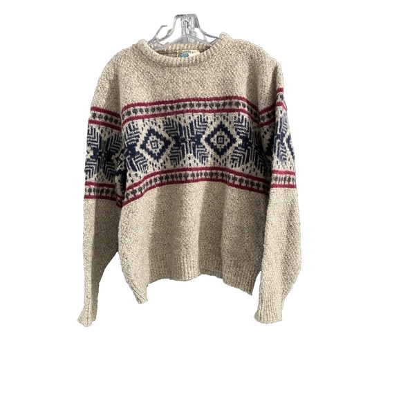Vintage Royal North Mills Outfitters Mens Fair Isle Sweater Size L Wool Blend - Picture 1 of 8